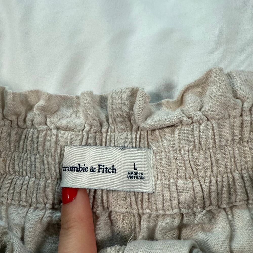 Abercrombie & Fitch High Rise Tie Waist Cream Beige Shorts Womens Large - Picture 5 of 8